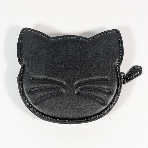 NWOT Coach Leather Black Cat Card Case, Wallet, and Coin Purse, Limited Edition - Picture 2 of 4